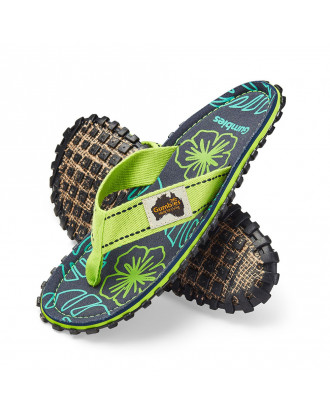 Gumbies Papuci flip-flop Lime Hibiscus